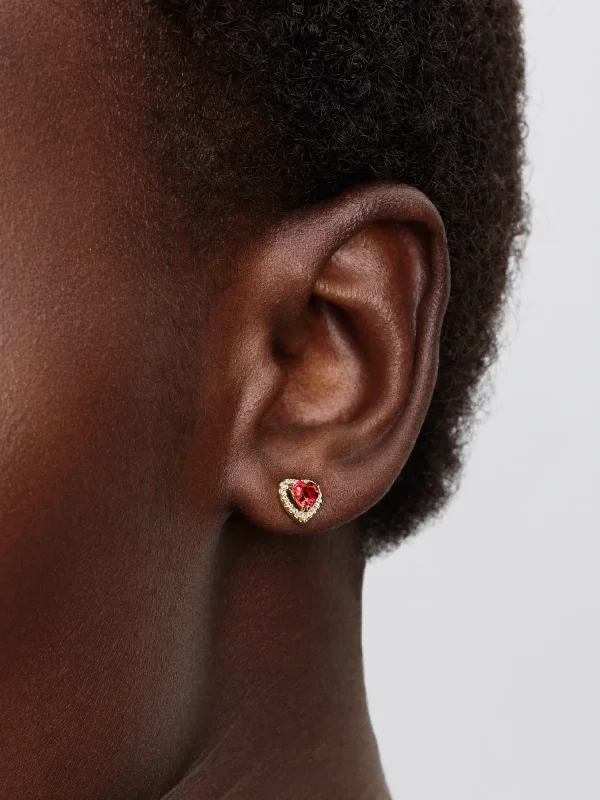 (image for) PANDORA Elevated Heart Earrings 268427C02 | 14k… - View 2