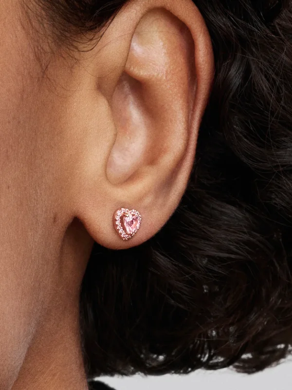 (image for) Pandora Pink Elevated Heart Stud Earrings - 288427C02 - View 2