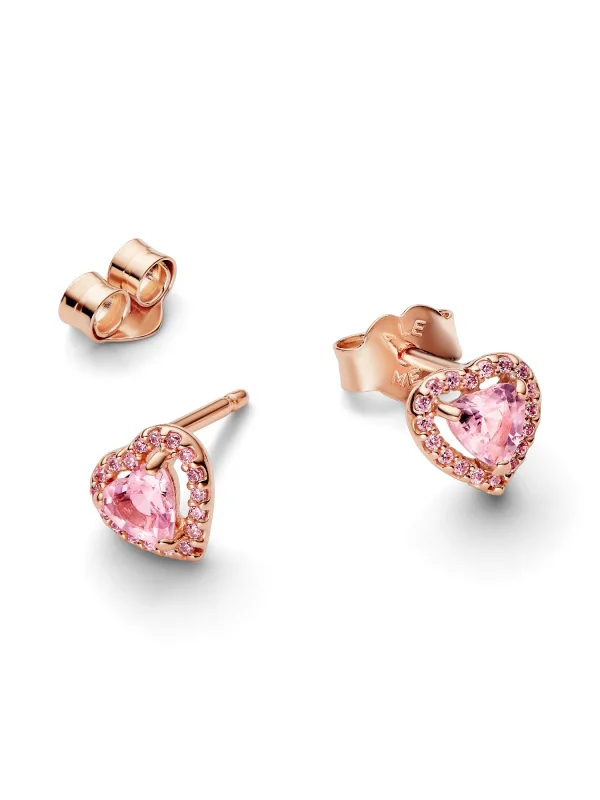 (image for) Pandora Pink Elevated Heart Stud Earrings - 288427C02 - View 4