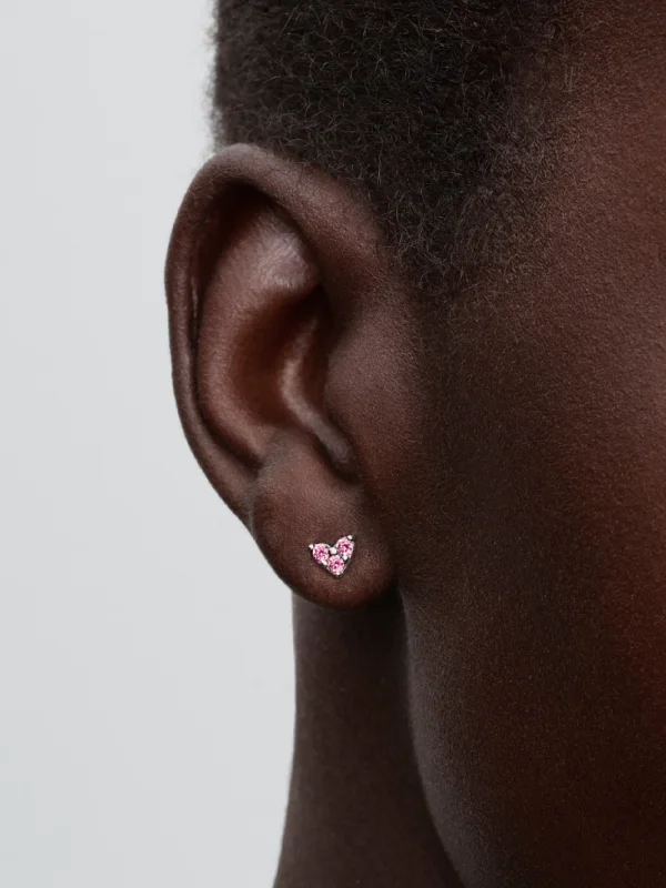 (image for) Pandora Triple Stone Pink Heart Stud Earrings - 293003C02 - View 2