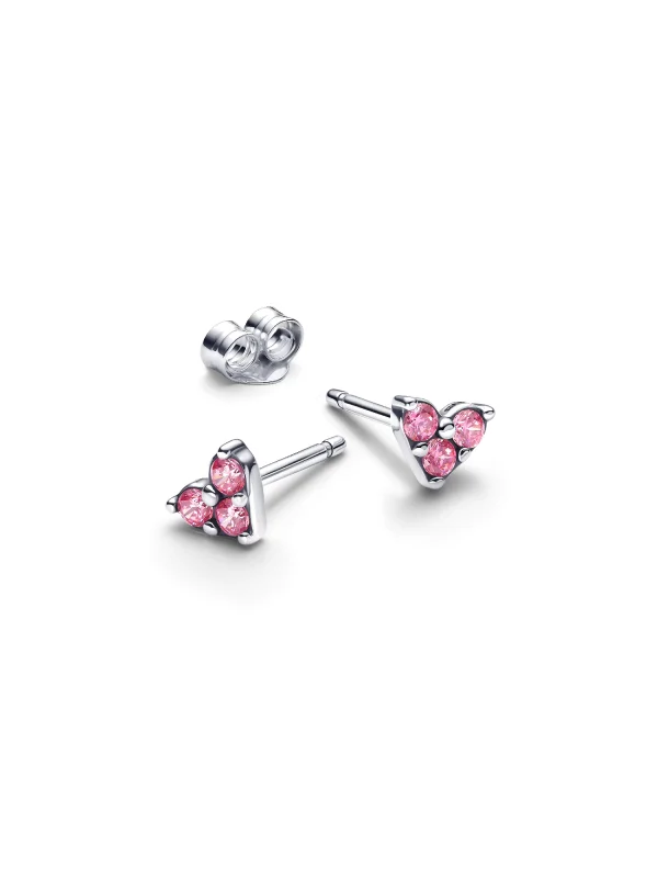 (image for) Pandora Triple Stone Pink Heart Stud Earrings - 293003C02 - View 4