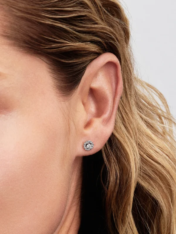 (image for) Pandora Round Pavé Halo Stud Earrings - 293019C01 - View 2