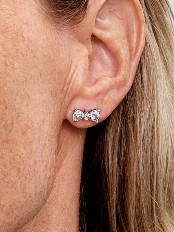 (image for) Pandora Sparkling Bow Stud Earrings - 293506C01 - View 2