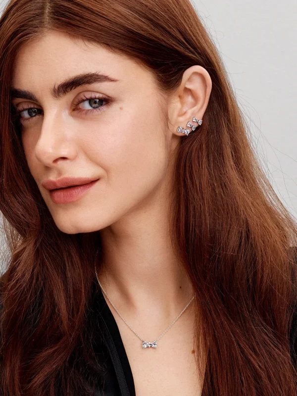 (image for) Pandora Sparkling Bow Stud Earrings - 293506C01 - View 4