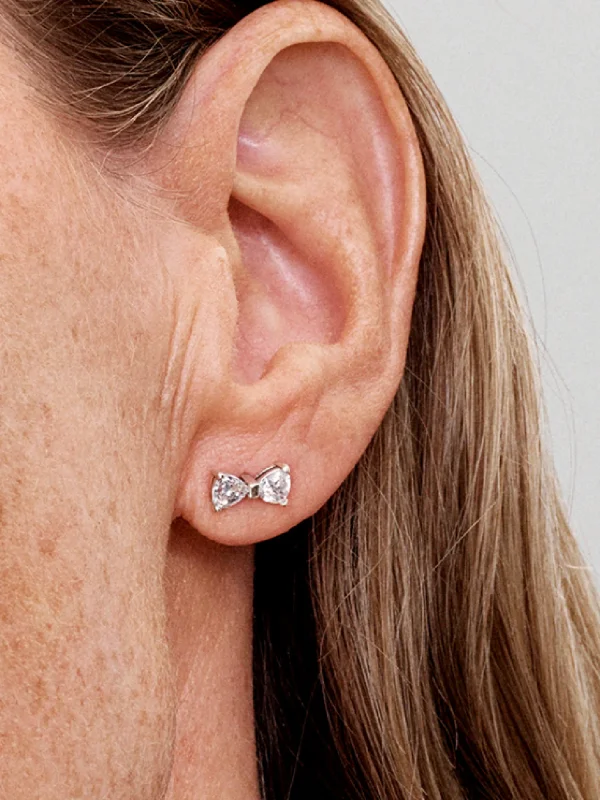 (image for) Pandora Sparkling Small Bow Stud Earrings - 293542C01 - View 2