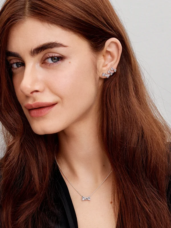 (image for) Pandora Sparkling Small Bow Stud Earrings - 293542C01 - View 4
