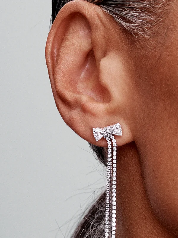 (image for) Pandora Pavé Bow Drop Earrings - 293544C01 - View 2