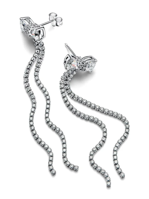 (image for) Pandora Pavé Bow Drop Earrings - 293544C01 - View 4
