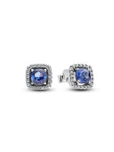(image for) Pandora Sparkling Square Blue Halo Stud Earrings - 293551C01