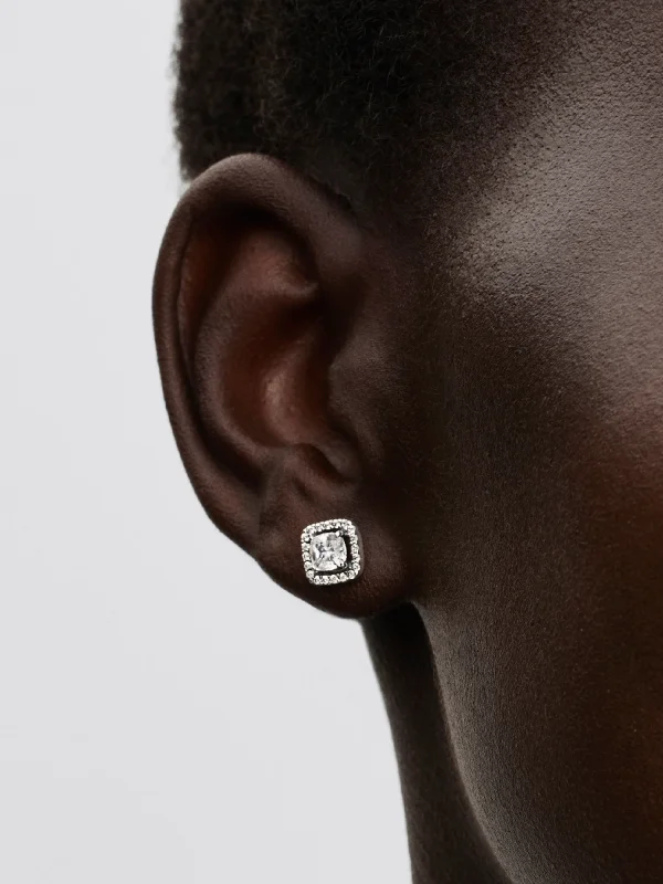 (image for) Pandora Square Halo Stud Earrings - 293551C02 - View 2