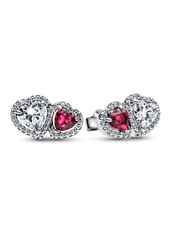 (image for) Pandora Halo Hearts Stud Earrings - 293633C01 - View 2