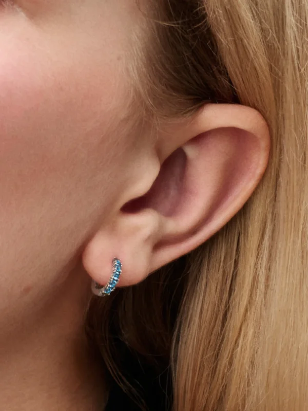 (image for) Pandora Light Blue Huggie Earrings - 293849C01 - View 2