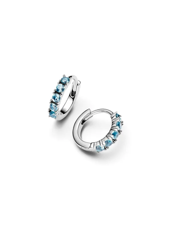 (image for) Pandora Light Blue Huggie Earrings - 293849C01 - View 3