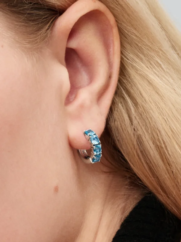 (image for) Pandora Light Blue Hoop Earrings - 293851C01 - View 2