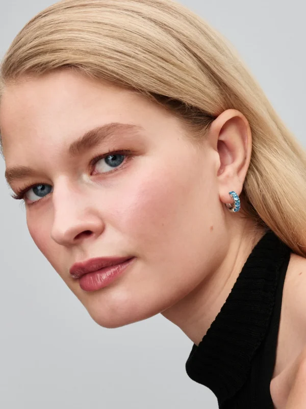 (image for) Pandora Light Blue Hoop Earrings - 293851C01 - View 3