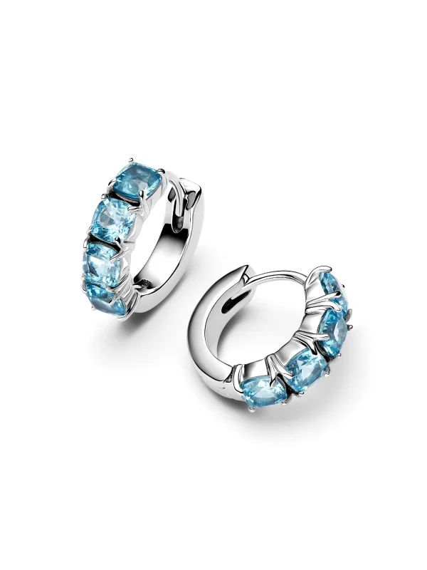 (image for) Pandora Light Blue Hoop Earrings - 293851C01 - View 4
