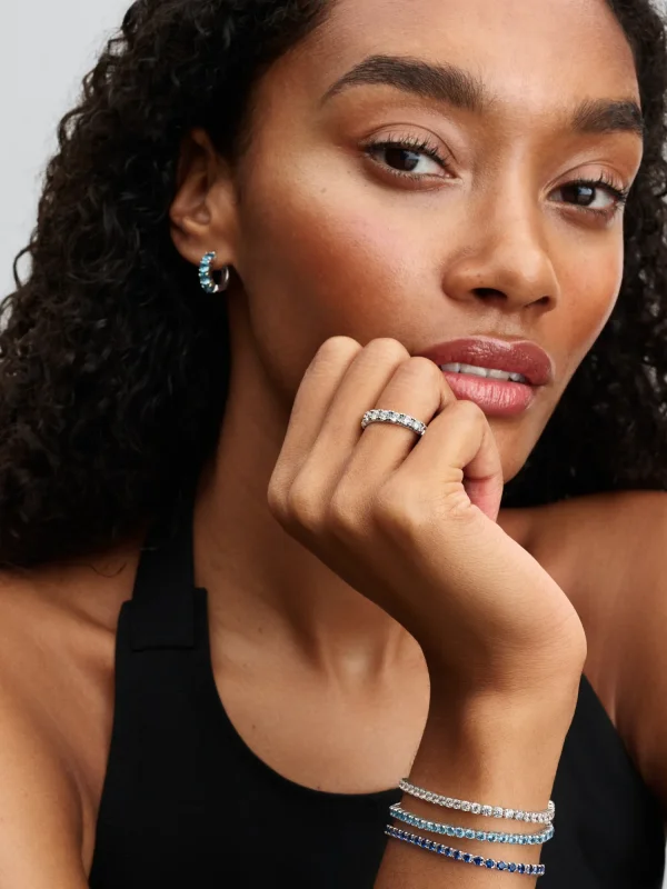 (image for) Pandora Light Blue Hoop Earrings - 293851C01 - View 5