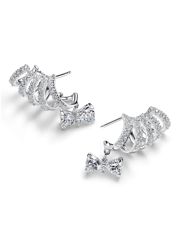 (image for) Pandora Bridgerton Sparkling Bow Climber Earrings - 294397C01 - View 3