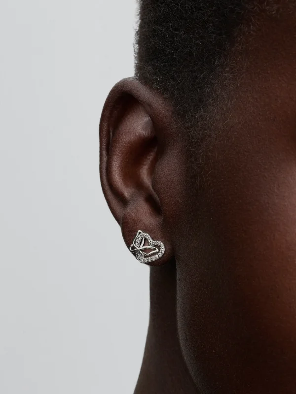 (image for) Pandora Entwined Heart & Butterfly Stud Earrings - 294476C01 - View 2