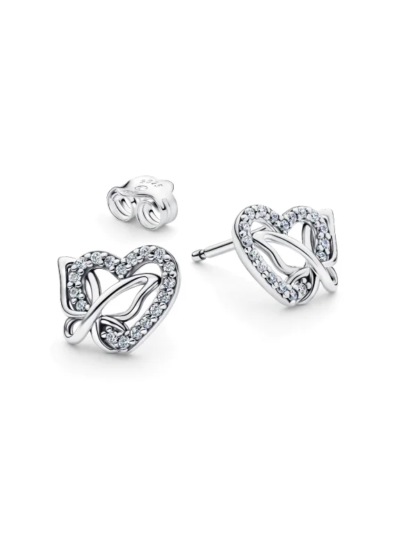 (image for) Pandora Entwined Heart & Butterfly Stud Earrings - 294476C01 - View 3