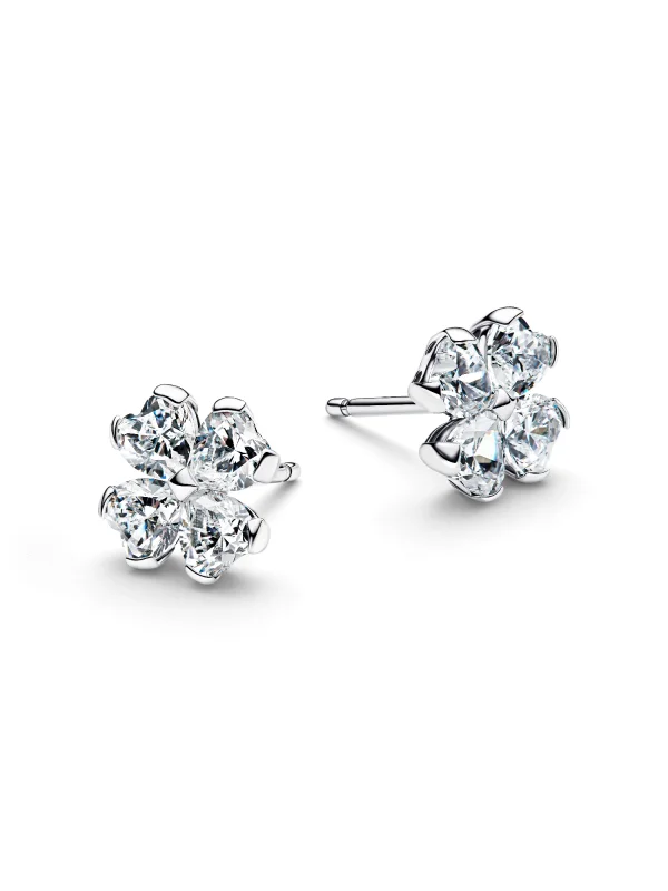 (image for) Pandora Sparkling Lucky Clover Stud Earrings - 294500C01 - View 3