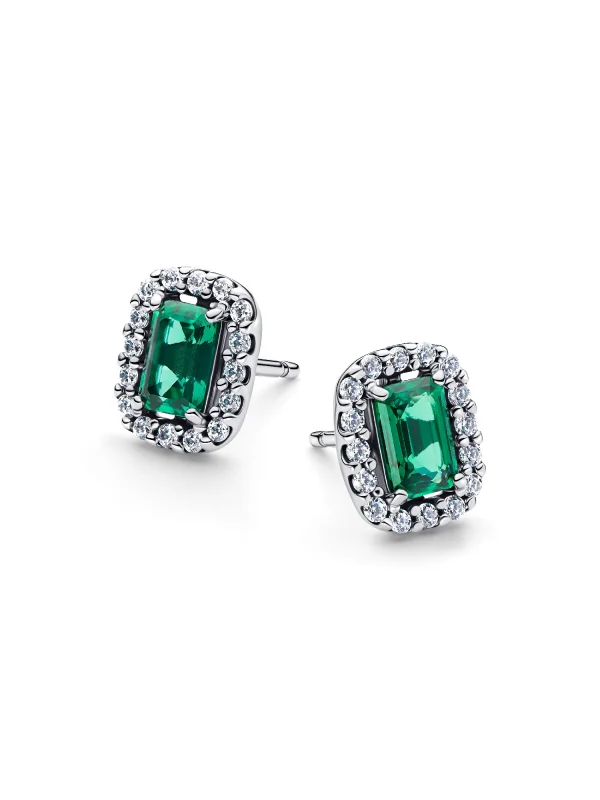 (image for) PANDORA Emerald Green Earrings 294501C01 Sterling Silver… - View 4