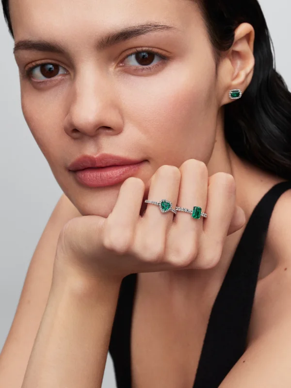 (image for) PANDORA Emerald Green Earrings 294501C01 Sterling Silver… - View 5