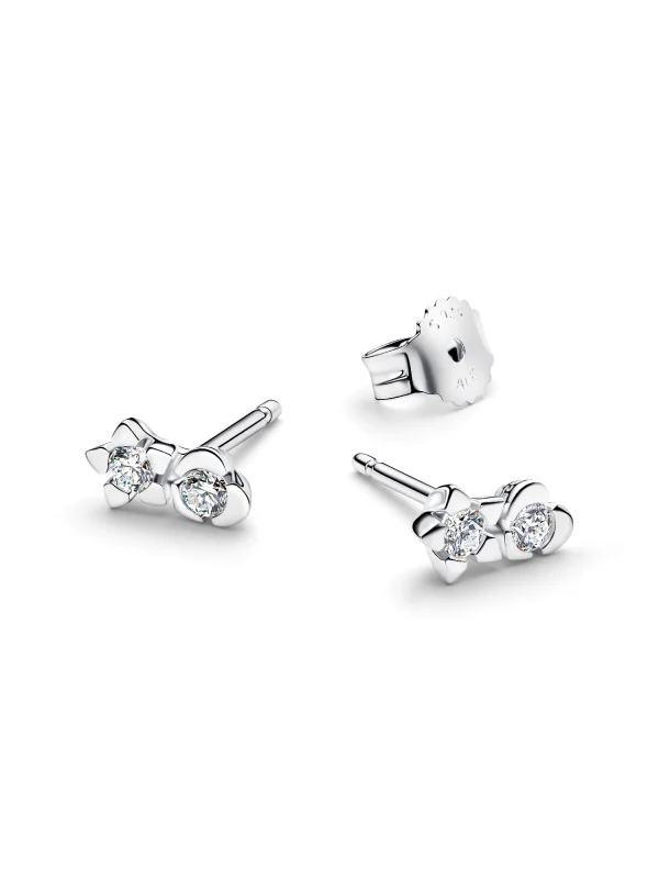 (image for) Pandora Talisman Sterling Silver Lab-Grown Diamond Heart & Star Stud Earrings - - View 3