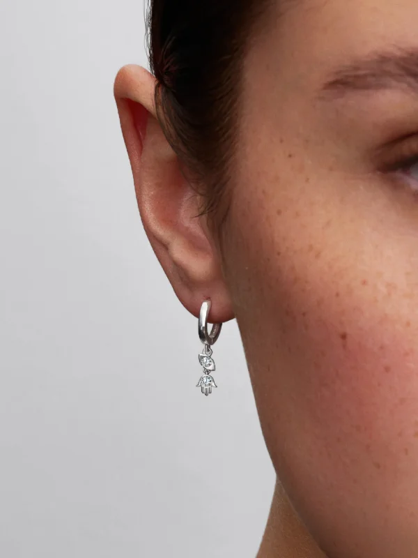 (image for) PANDORA Hamsa Earrings 294587C01 Sterling Silver Lab-Grown… - View 2