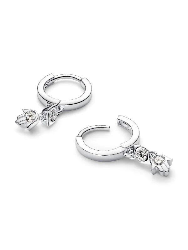 (image for) PANDORA Hamsa Earrings 294587C01 Sterling Silver Lab-Grown… - View 3