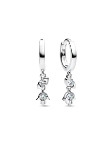 (image for) Pandora Talisman Sterling Silver Lab-Grown Diamond Evil Eye & Hamsa Hand Dangle Earrings - 294587C01