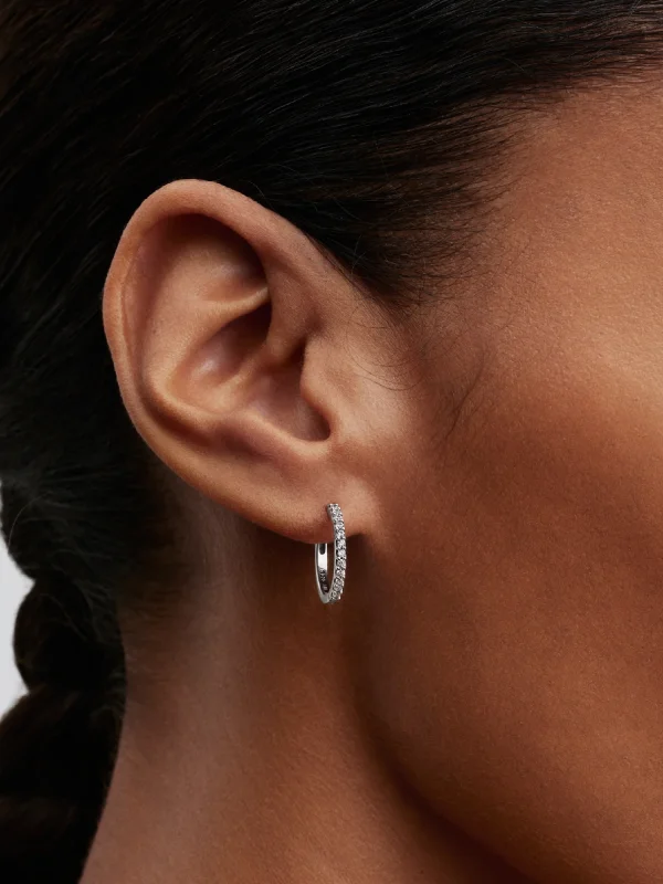 (image for) Pandora Sparkling Mini Hoop Earrings - 294649C01 - View 2