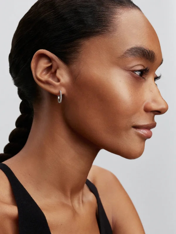 (image for) Pandora Sparkling Mini Hoop Earrings - 294649C01 - View 3