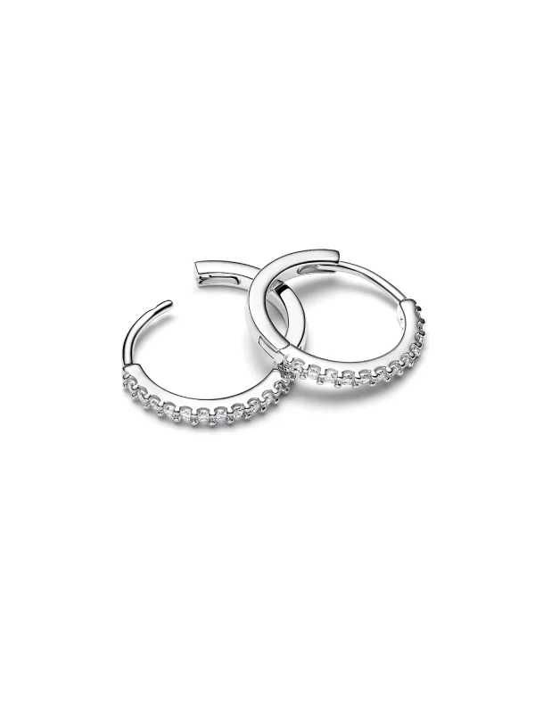 (image for) Pandora Sparkling Mini Hoop Earrings - 294649C01 - View 4