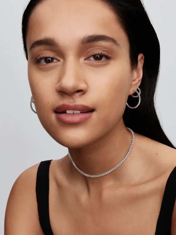 (image for) Pandora Sparkling Mini Hoop Earrings - 294649C01 - View 5
