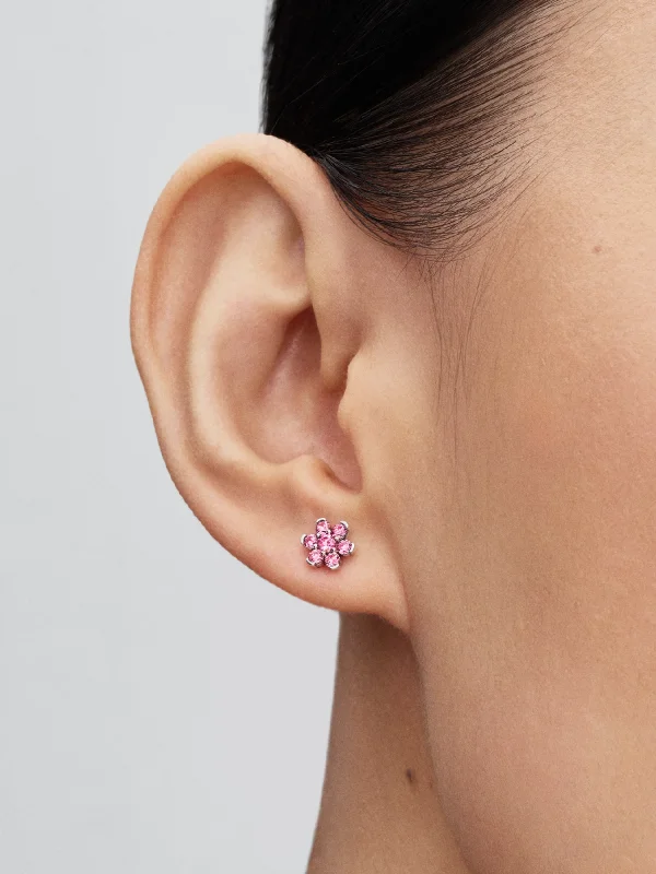 (image for) Pandora Sparkling Pink Flower Stud Earrings - 295115C01 - View 2