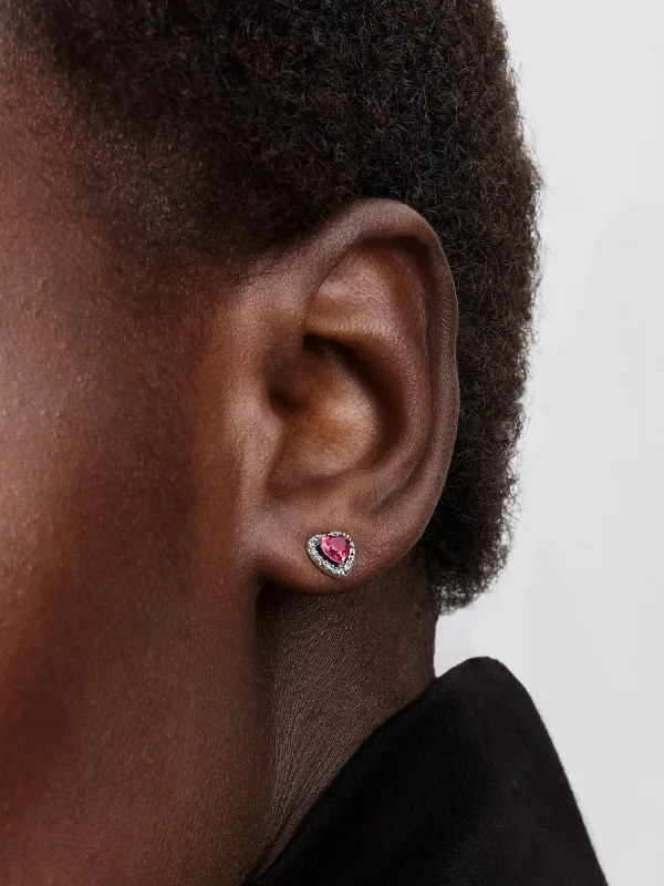 (image for) Pandora Elevated Red Heart Stud Earrings - 298427C04 - View 2