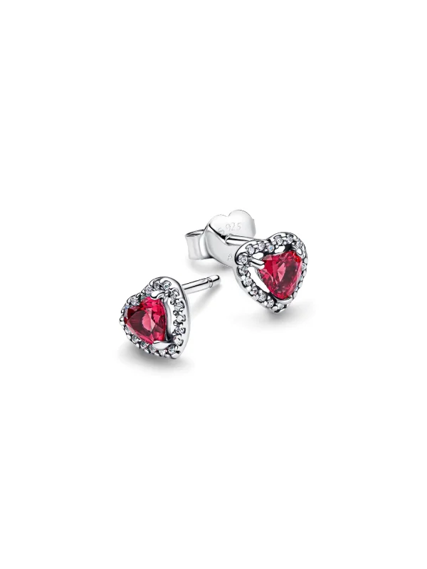 (image for) Pandora Elevated Red Heart Stud Earrings - 298427C04 - View 4