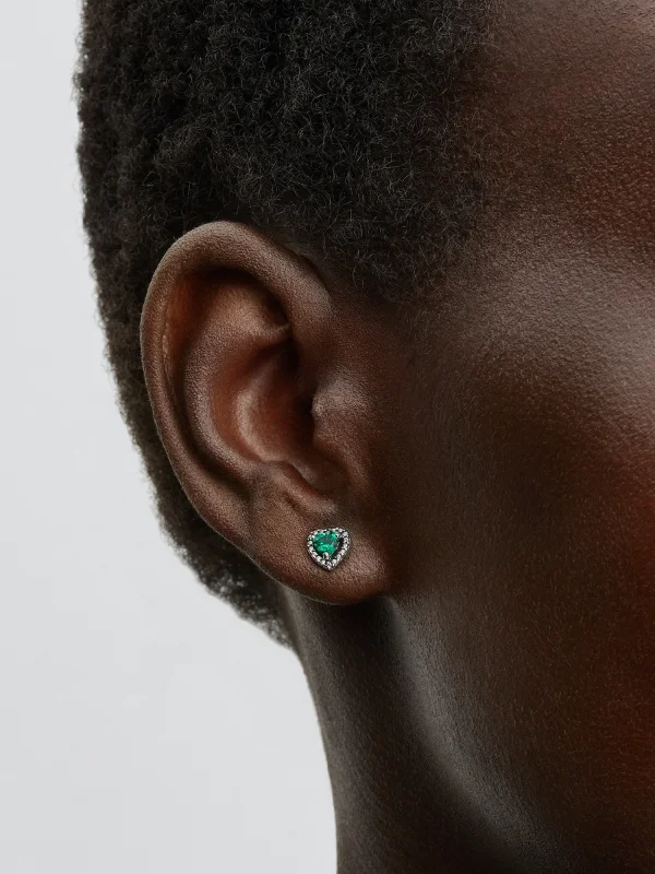 (image for) Pandora Elevated Green Heart Stud Earrings - 298427C05 - View 2