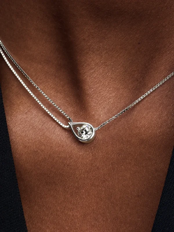 (image for) Pandora Infinite 14k White Gold Lab-grown Diamond Double Chain Collier Necklace - View 2