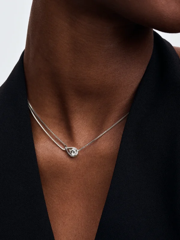(image for) Pandora Infinite 14k White Gold Lab-grown Diamond Double Chain Collier Necklace - View 3