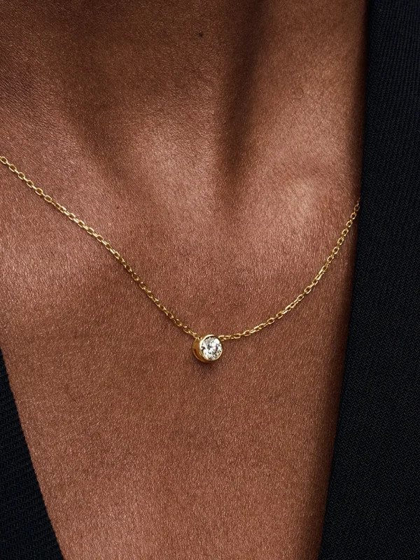 (image for) Pandora Era Bezel 14k Gold Lab-grown Diamond Pendant Necklace - 352876C01 - View 2