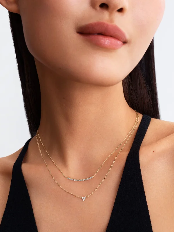 (image for) Pandora Era 14k Gold Lab-grown Diamond Pavé Bar Necklace - 353635C01 - View 4