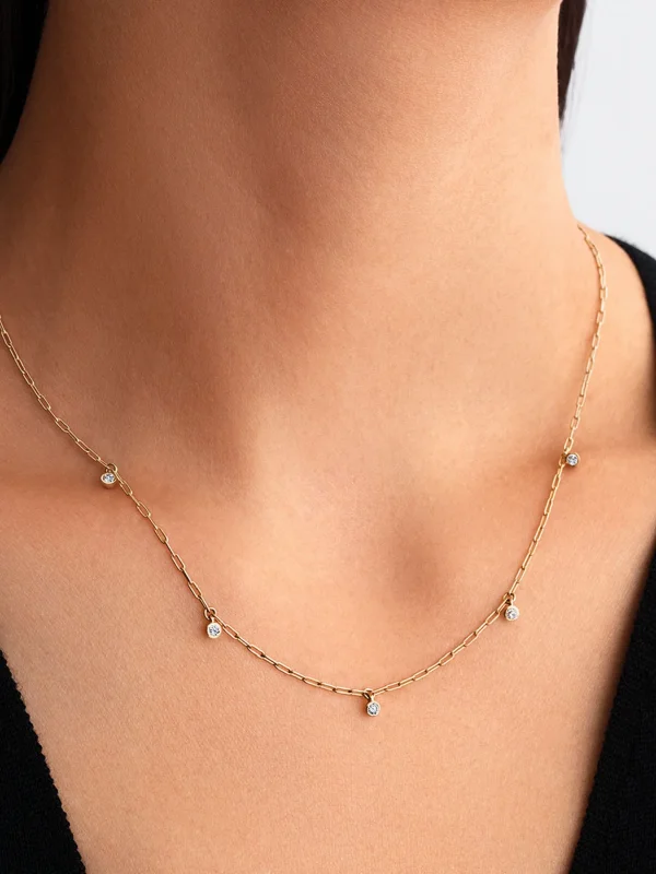 (image for) Pandora Era Bezel Lab-Grown Diamond Dangle Station Paperclip Chain Necklace - 35 - View 3