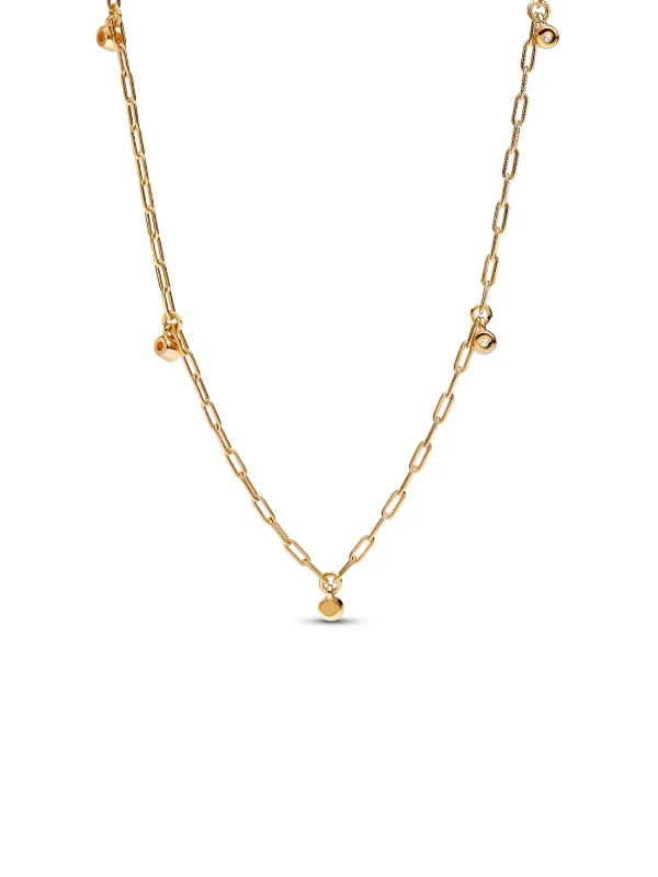 (image for) Pandora Era Bezel Lab-Grown Diamond Dangle Station Paperclip Chain Necklace - 35 - View 4