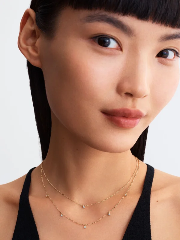 (image for) Pandora Era Bezel Lab-Grown Diamond Dangle Station Paperclip Chain Necklace - 35 - View 5