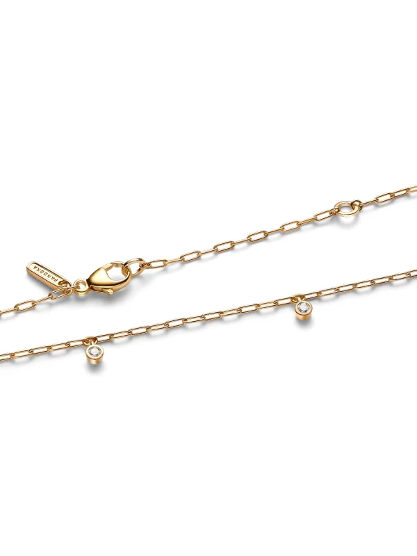 (image for) Pandora Era Bezel Lab-Grown Diamond Dangle Station Paperclip Chain Necklace - 35 - View 6