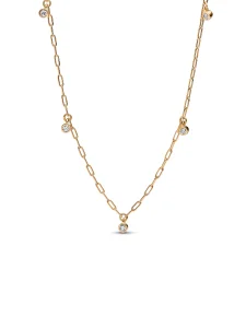 (image for) Pandora Era Bezel Lab-Grown Diamond Dangle Station Paperclip Chain Necklace - 353723C01