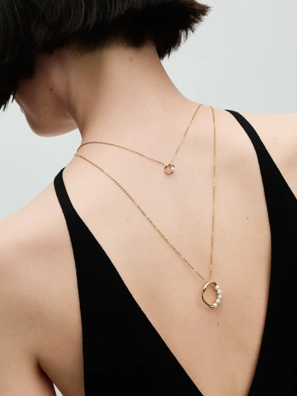 (image for) Pandora Organically Shaped Pavé Circle & Treated Freshwater Cultured Pearl Colli - View 4