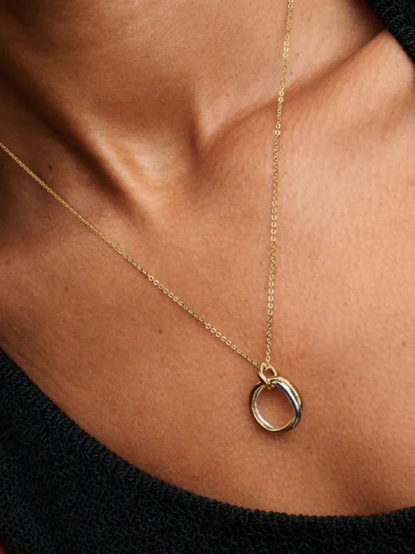 (image for) Pandora Organically Shaped Two-Tone Pendant Necklace - 363882C00 - View 2